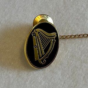 Irish Harp Tie Pin-Gold and Black Colour